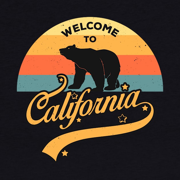 Welcome To California Retro Sunset Bear USA Trip by Foxxy Merch